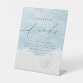 Signe De Table Boissons de signature de Modern Script Sand Hearts (Recto)