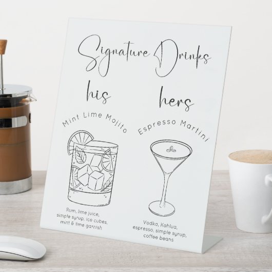 Signe De Table Boissons de signature de script moderne (In SItu)