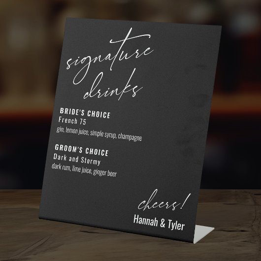 Signe De Table Boissons de signature d'écriture manuscrite contem