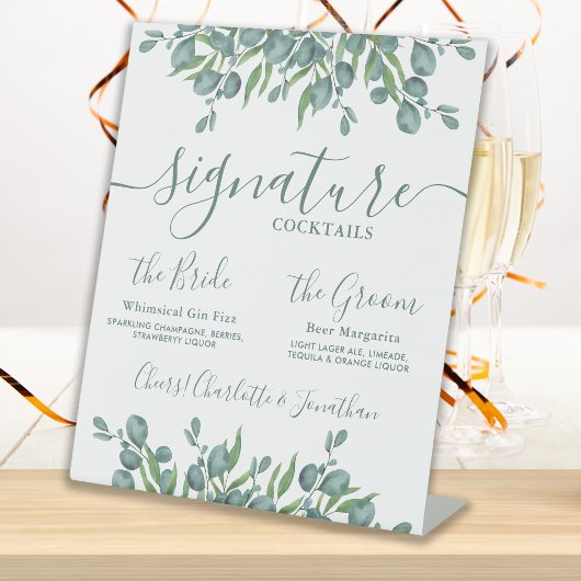 Signe De Table Boissons de signature Eucalyptus Mariage personnal