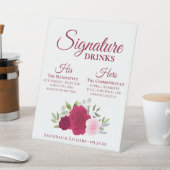 Signe De Table Boissons de signature Mariage de roses magenta et (In SItu)