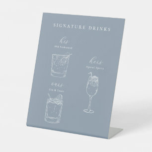 Signe De Table Boissons de signature minimaliste pour Mariage