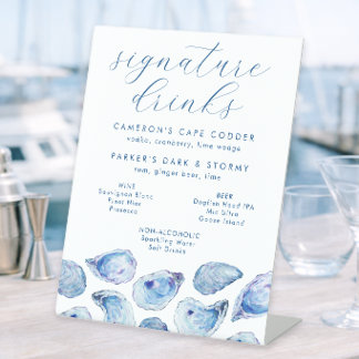 Signe De Table Boissons et bar signature aquarelle Oyster Blue