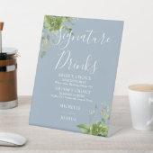 Signe De Table Boissons Floral Dusty Blue Signature (In SItu)