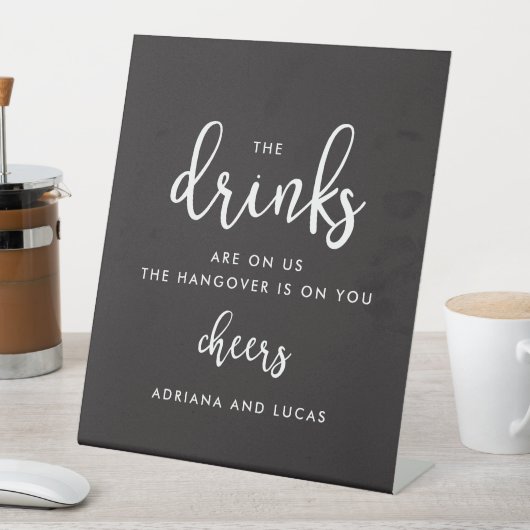 Signe De Table Boissons Mariage Modernes Monochrome Script (In SItu)