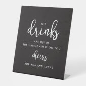 Signe De Table Boissons Mariage Modernes Monochrome Script (Recto)