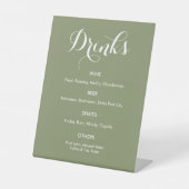 Signe De Table Boissons Menu Mariage Sage Vert Blanc (Recto)