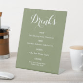Signe De Table Boissons Menu Mariage Sage Vert Blanc (In SItu)