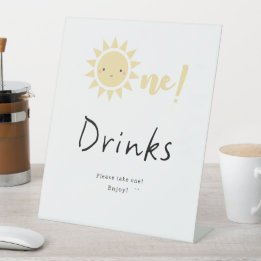 Signe De Table Boissons pour le 1er anniversaire de Little Sunshi