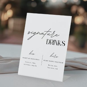 Signe De Table Boissons Signature de Mariage Minimaliste