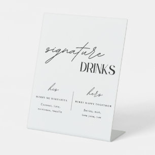 Signe De Table Boissons Signature de Mariage Minimaliste
