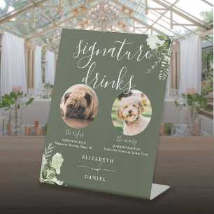 Signe De Table Boissons Signature de mariage pour chien en vert o