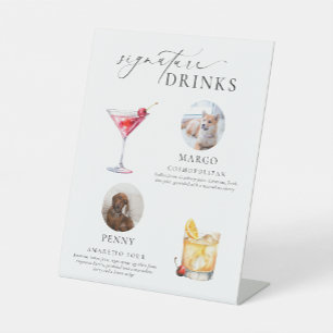 Signe De Table Boissons Signature de Photo de Compagnon Minimal d