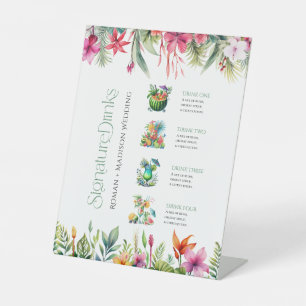 Signe De Table Boissons Signature Fleurs Tropicales Bordure