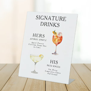 Signe De Table Boissons Signature Menu Cocktail Mariage Affiche