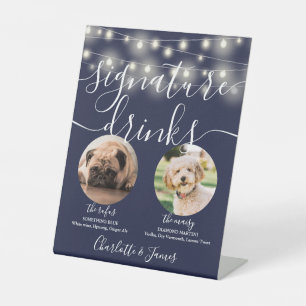 Signe De Table Boissons Signature pour Chien Lumières Guirlandes 