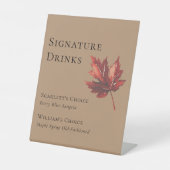 Signe De Table Boissons signées Mariage en terre cuite à automne  (Recto)