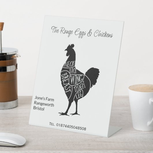 Signe De Table boîte d'oeufs poulets de libre gamme Étiquette fer (In SItu)