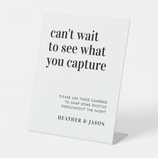 Signe De Table Bold Modern Wedding Disposable Camera Sign (Recto)