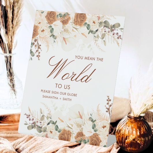 Signe De Table Bold Terracotta Floral “Around the World” Sign