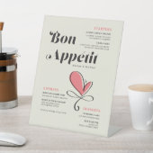 Signe De Table Bon Appetit Dîner Mariage Saumon Coeur Pedestal (In SItu)