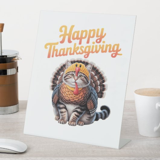 Signe De Table Bon thanksgiving Chat Turquie Fête Automne Classiq (In SItu)