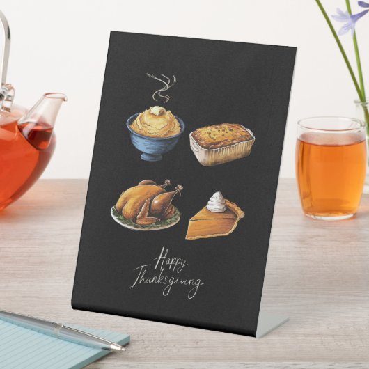 Signe De Table Bon thanksgiving rétro Automne Citrouille (In SItu)