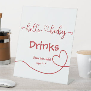 Signe De Table Bonjour Bébé Cœur Rouge Minimal Boissons pour Baby