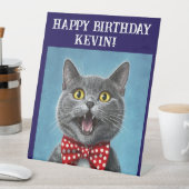 SIGNE DE TABLE BONJOUR D'ANNIVERSAIRE CHAT CUSTOM (In SItu)