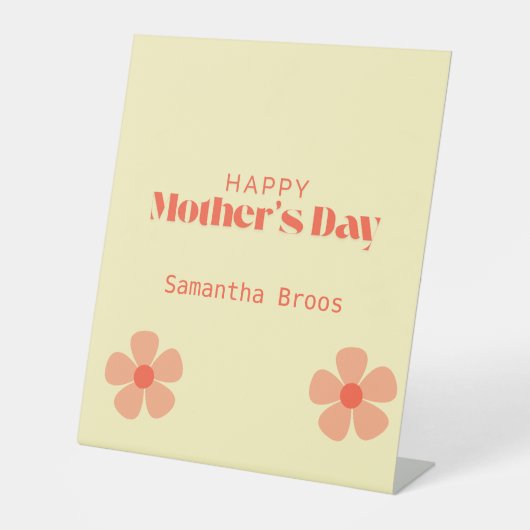 Signe De Table Bonne fête des mères pêche fleurs rose (Recto)