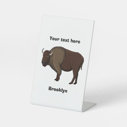 Signe De Table Bonne illustration de bison américain (Recto)