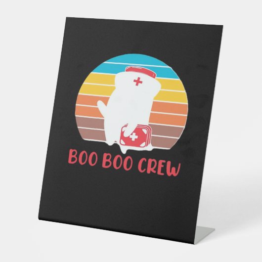 Signe De Table Boo Boo Crew Nurse Funny Ghost Halloween Classique (Recto)