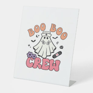 Signe De Table Boo Boo Crew Nurse Halloween Ghost Funny Classic T