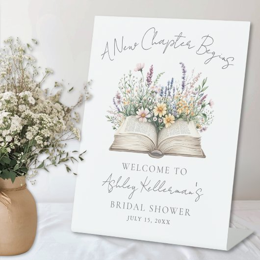Signe De Table Book New Chapter Wildflower Bridal Shower Sign
