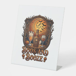 Signe De Table Boos Boisson Halloween Crâne Bouteille Bière Vin C