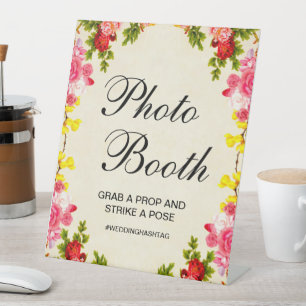 Signe De Table Booth photo florale vibrant Mariage