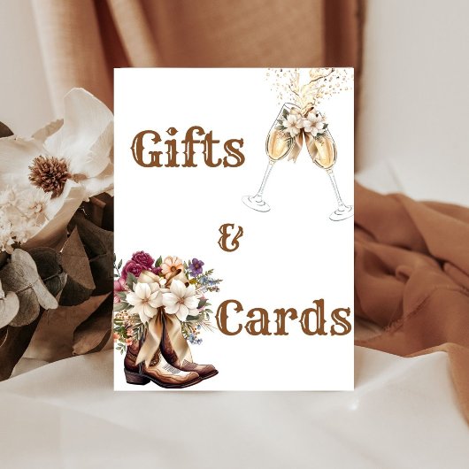 Signe De Table Boots & Bubbly Boho Fête des mariées ouest Bienven