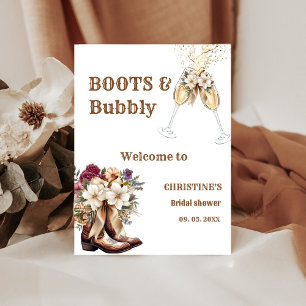 Signe De Table Boots & Bubbly Boho Fête des mariées ouest Bienven