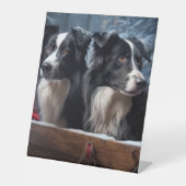 Signe De Table Bordure Collie Snowy Sleigh Décor de Noël (Recto)