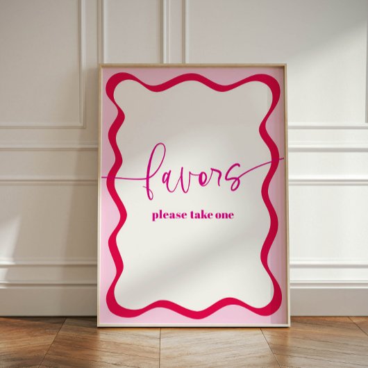 Signe De Table Bordure rose chaud Wavy Prendre une préférence col