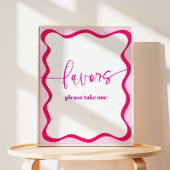 Signe De Table Bordure rose chaud Wavy Prendre une préférence col