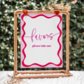 Signe De Table Bordure rose chaud Wavy Prendre une préférence col