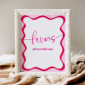 Signe De Table Bordure rose chaud Wavy Prendre une préférence col