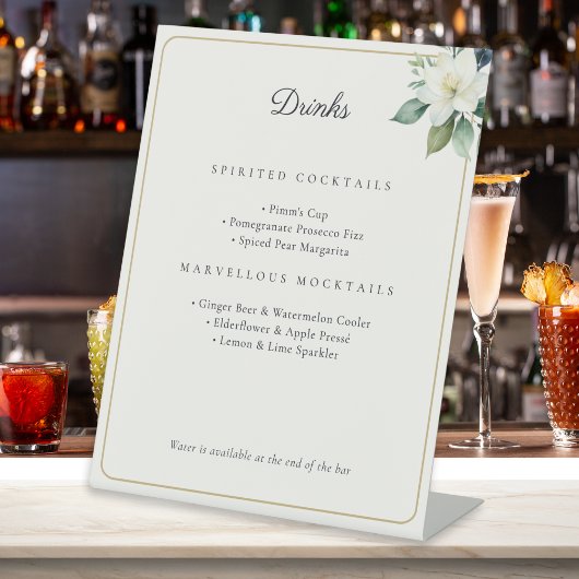 Signe De Table Botanical Floral Wedding Bar Cocktails & Mocktails