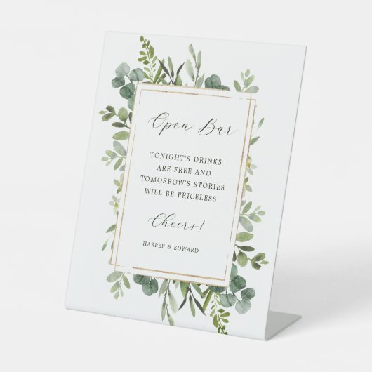 Signe De Table Botanical Greenery Mariage Open Bar (Recto)