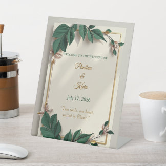 Signe De Table Botanical Greenery Wedding Sign