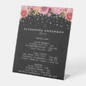 Signe De Table Botanical Pink Flowers Diamond Glitter Black Salon (Recto)