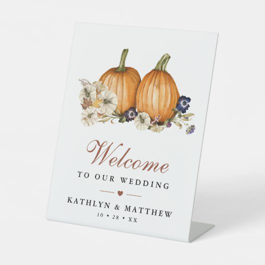 Signe De Table Botanique Automne Citrouille Mariage de automne Bi (Recto)