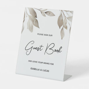 Signe De Table Botanique Eucalyptus Feuille Mariage Livre d'or
