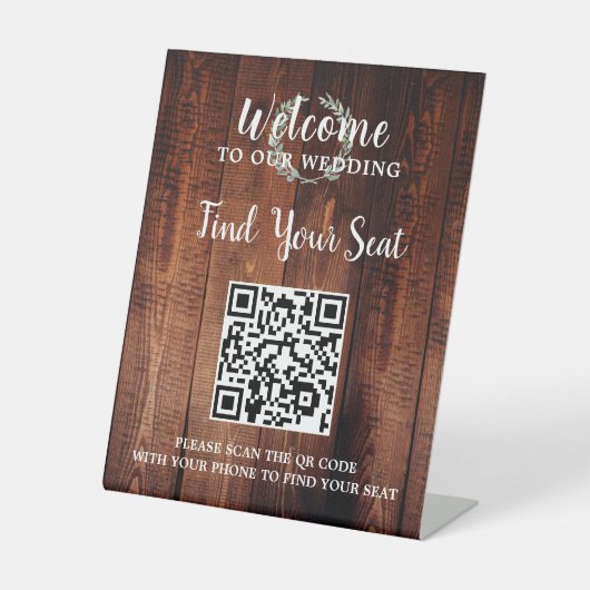 Signe De Table Botanique rustique QR code mariage siège (Recto)